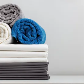 Folded Towels Blue And Grey